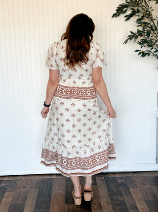 Border Bloom Tiered Maxi Skirt