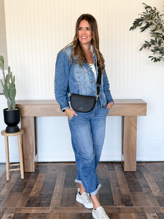 Luna Half-Moon Crossbody, Black