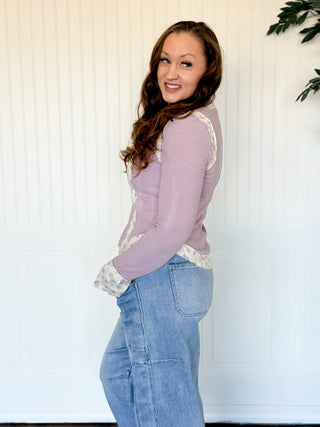 Lavender Heirloom Ruffle Rib Top