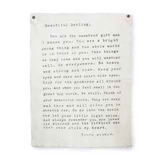 Canvas Wall Hanging - Letter for Sophie (Beautiful Darling) 36" x 48"