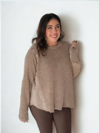 Mineral Washed Relaxed Thermal Waffle Knit Top