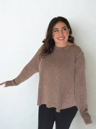 Mineral Washed Relaxed Thermal Waffle Knit Top