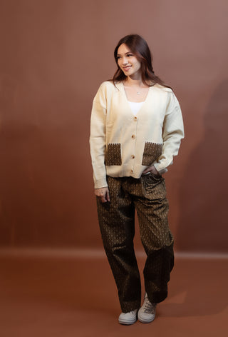 COZY CO Women's Folk Harvest Contrast Cardigan