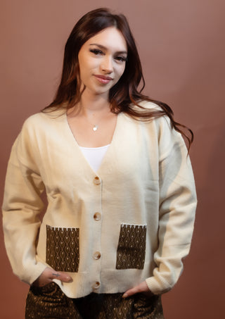 COZY CO Women's Folk Harvest Contrast Cardigan