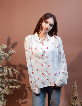 HEM & THREAD Women's Merry Mint Embroidered Button-Down