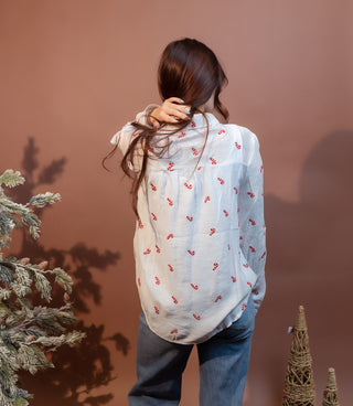 HEM & THREAD Women's Merry Mint Embroidered Button-Down