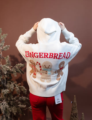 HEM & THREAD Women's Gingerbread Cottage Hooded Cardigan