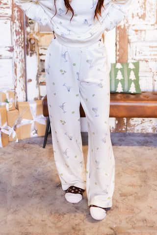BLUE PEPPER Women's MARTINI MOTIF KNIT LOUNGE PANTS