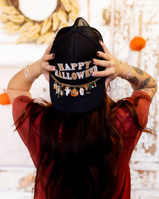 SOUTHERN BLISS Happy Halloween Black Trucker Hat