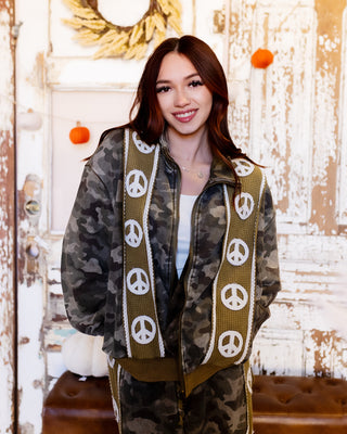 POL Women's Peaceful Rebel Camo Panel Jacket