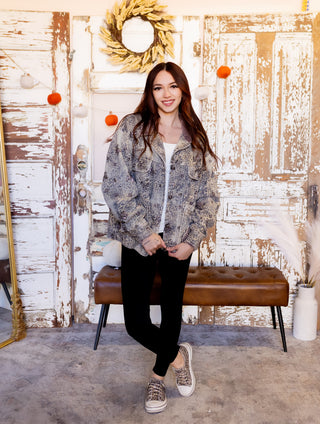 POL Women's Cocoa Leopard Vintage Jacket