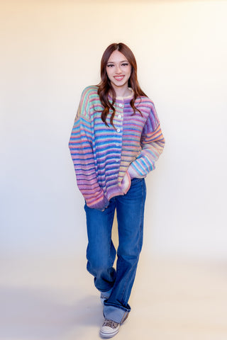 TWENTIFOURTH Women's Somewhere Over the Rainbow Knit Cardigan
