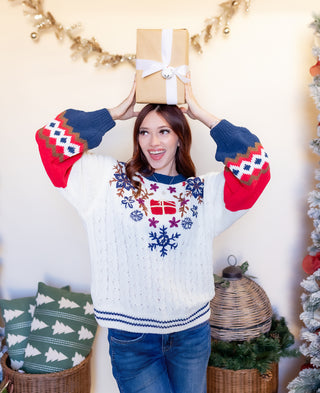 POL Women's Christmas Morning Snowflake Knit Sweater