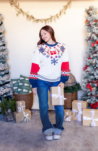 POL Women's Christmas Morning Snowflake Knit Sweater