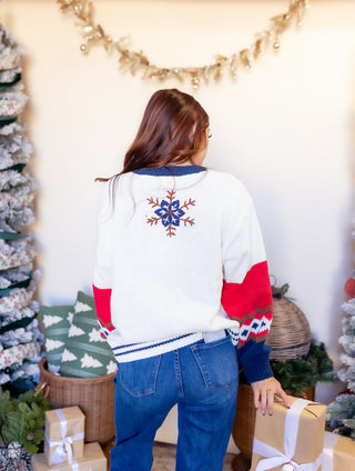 POL Women's Christmas Morning Snowflake Knit Sweater