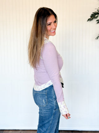 Lavender Heirloom Ruffle Rib Top