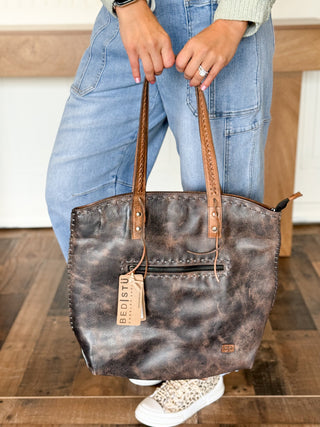 BedStu Barra ll Purse, Black Lux Tan Rustic