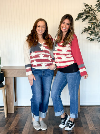 All American Ease Long Sleeve Top, Red