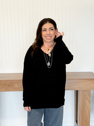 Everyday Ease V-Neck Sweater, Black