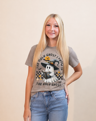 Women's Holy Ghost Cotton Halloween Graphic Tee