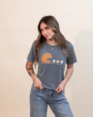 Women's Pumpkin Chase Cotton Halloween Graphic Tee