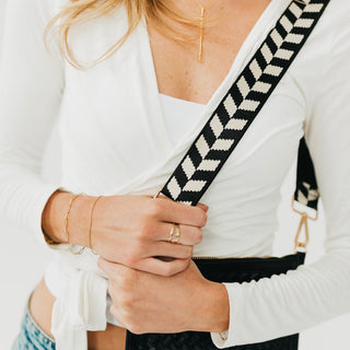 Pretty Simple Cher Chevron Guitar Bag Strap in Black and Cream