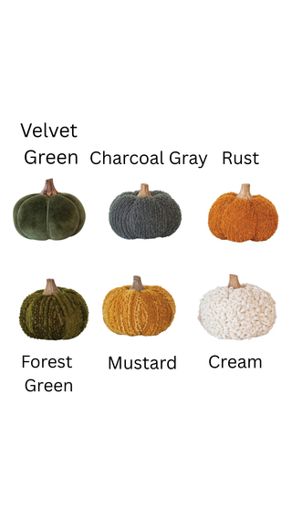 4-3/4" Cotton Blend Bouclé Pumpkin with Wood Stem, Charcoal Grey