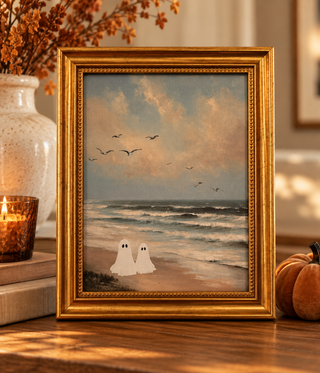 Love Ghosts Beach Print in Gold Frame