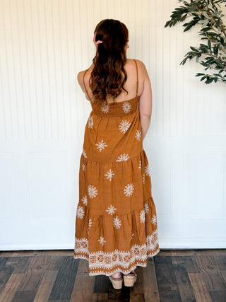 Cottage Border Tie-Front Maxi Dress