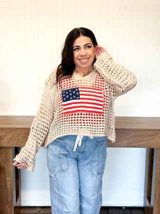 Stars & Stripes Lightweight Hoodie, Beige