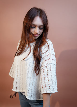 ALLIE ROSE Women's Off-White Maple Sweater