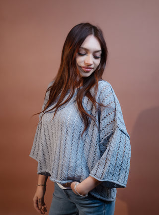 ALLIE ROSE Women's Dusty Blue Maple Sweater