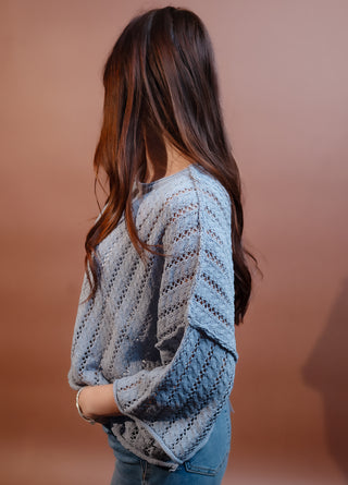 ALLIE ROSE Women's Dusty Blue Maple Sweater