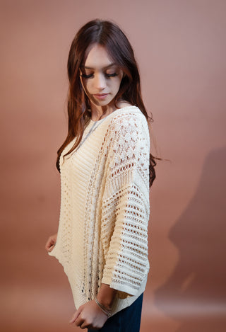 ALLIE ROSE Women's Champagne Sparkle Knit Sweater