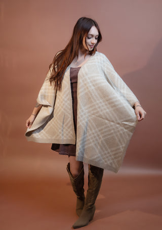 ALLIE ROSE Women's Harvest Plaid Wrap Poncho