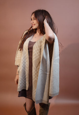 ALLIE ROSE Women's Harvest Plaid Wrap Poncho