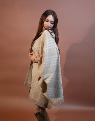 ALLIE ROSE Women's Harvest Plaid Wrap Poncho