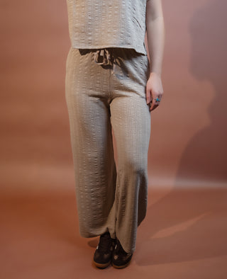 ALLIE ROSE Women's Oat & Honey Knit Wide-Leg Pants