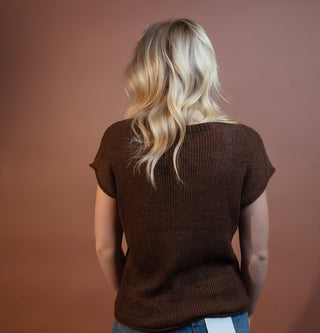 BLUE PEPPER Heritage Short Sleeve Top, Chocolate
