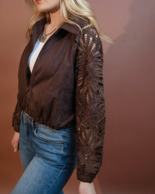 ALLIE ROSE Women's Chocolate Suede Zip Jacket