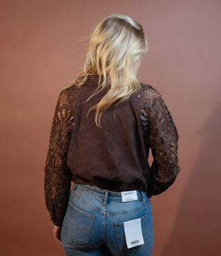 ALLIE ROSE Women's Chocolate Suede Zip Jacket