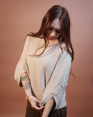 ALLIE ROSE Women's Latte Weather Stitch Knit Sweater