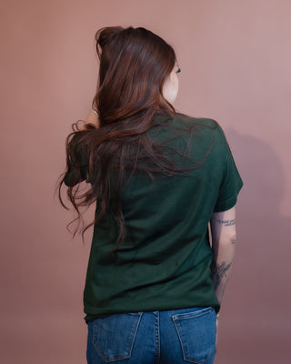 Festivitees Coquette Santa Christmas Graphic Tee, Hunter Green