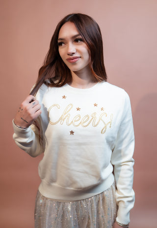 SKIES ARE BLUE Women's Cheers to Christmas Sequin Sweater