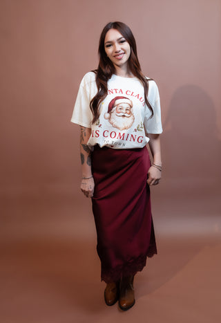 BLUE PEPPER Women's Burgundy After Dark Lace Midi Skirt