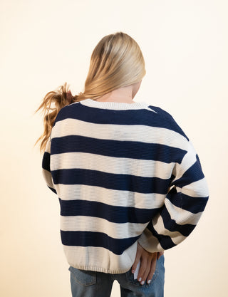 COZY CO Women's Striped Light Knit Pullover Sweater