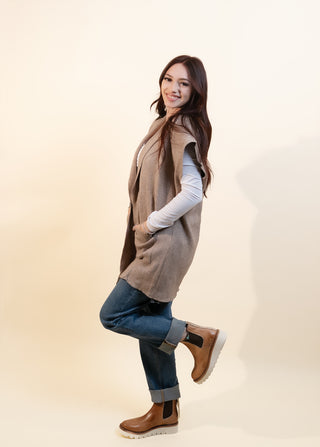 COZY CO Women's Mocha Maple Sleeveless Cardigan