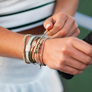 K'LANI "Ace" Green & Gold Tennis Racket Charm Hair Tie Bracelets