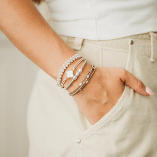 K'LANI "Glimmer" Soft Pinks with Pearl & Gold Accent Hair Tie Bracelets