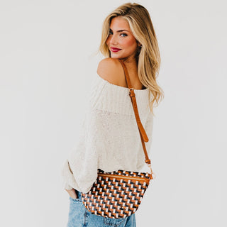 Pretty Simple Diagonal Woven Westlyn Bum Bag in Multi Browns